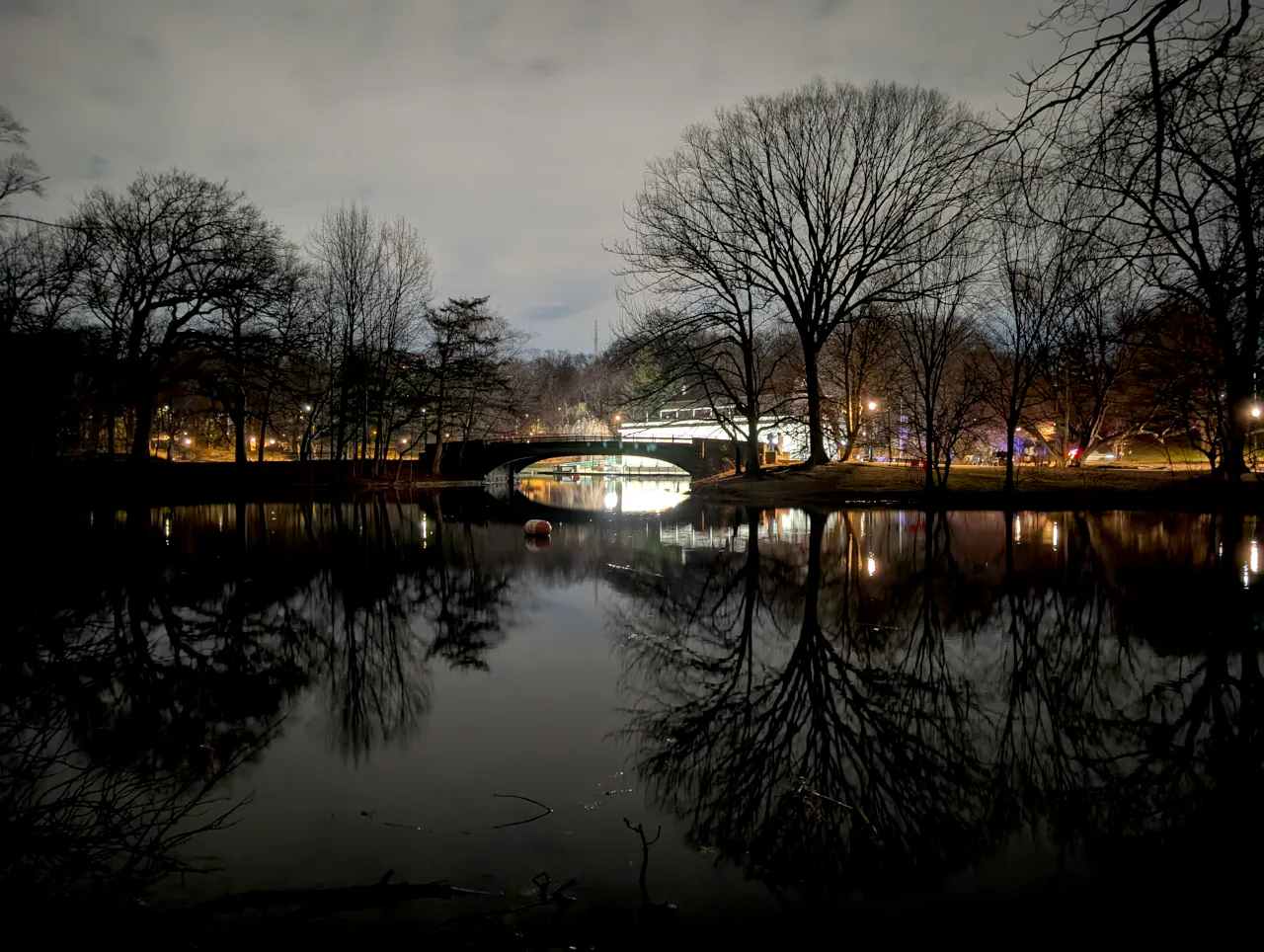 Bridge reflecting at night