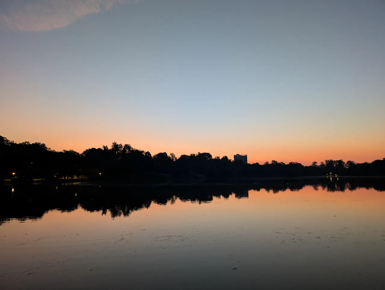 Sunrise reflecting off a lake