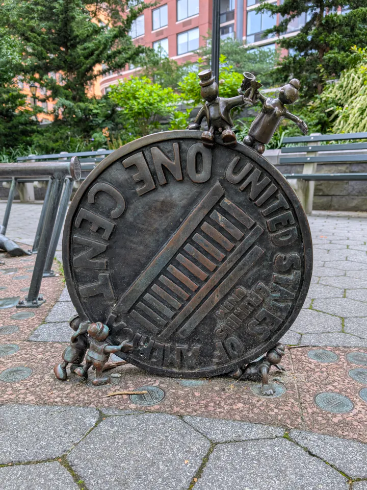 One Cent metal sculpture